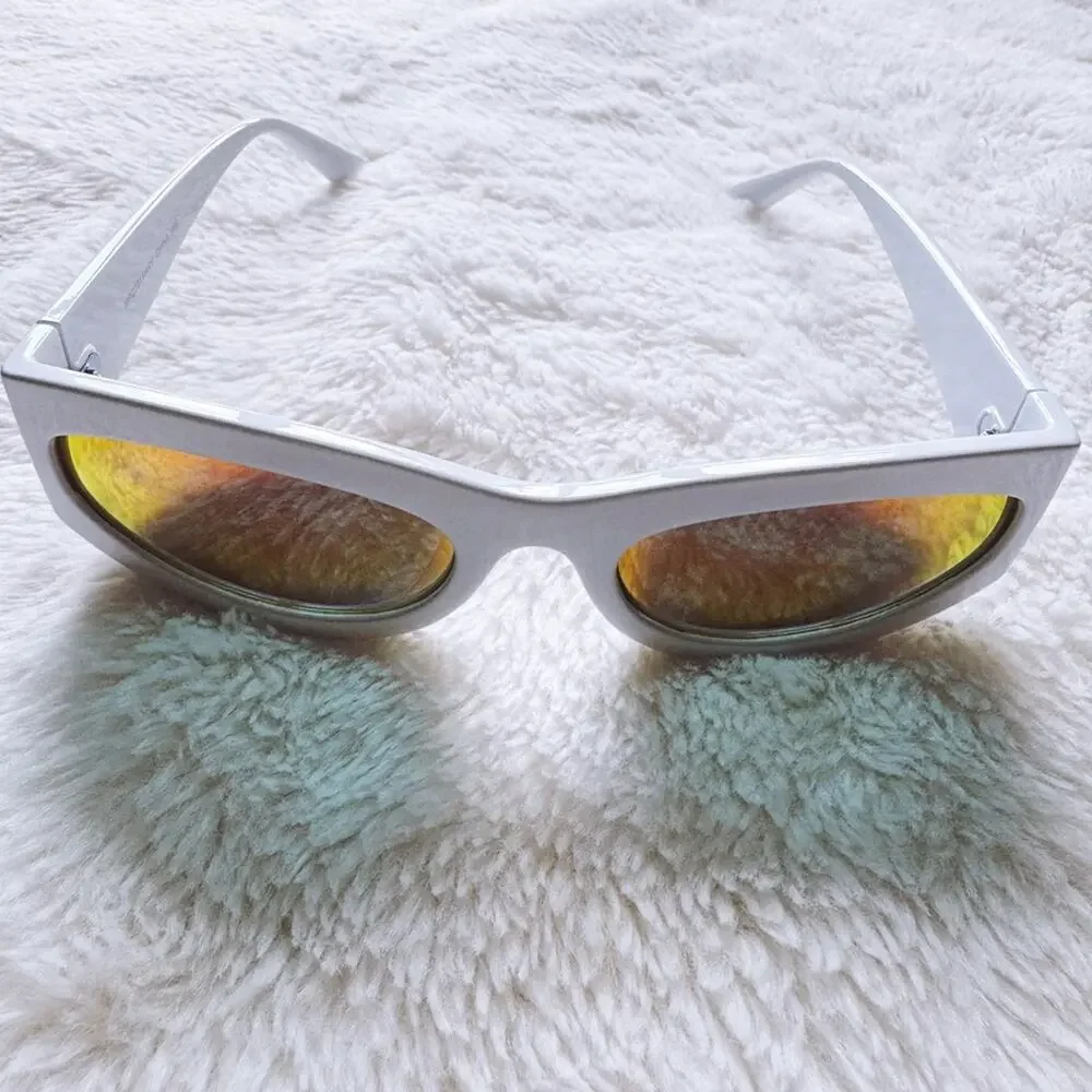 Faye Mirrored Orange with White Rim Sunglasses